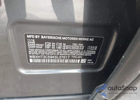 2019 BMW X1 xDrive28I z USA, uszkodzony, nr VIN WBXHT3C59K5L37617